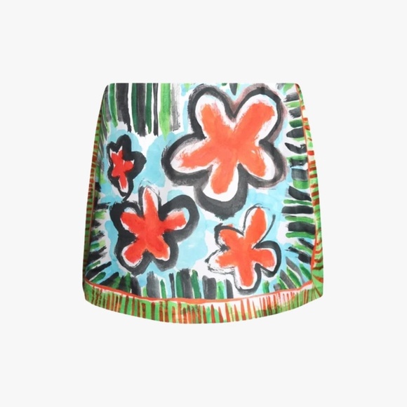 Venroy Silk Mini Skirt in Jamaican Floral.